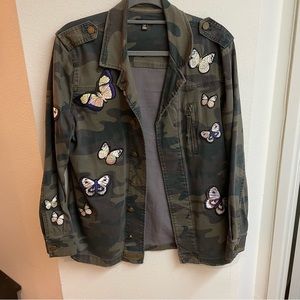 AFRM Camouflage Jacket w Embroidered Butterflies